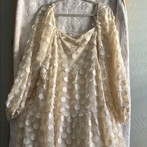 Elegant Cream Polka Dot Dress